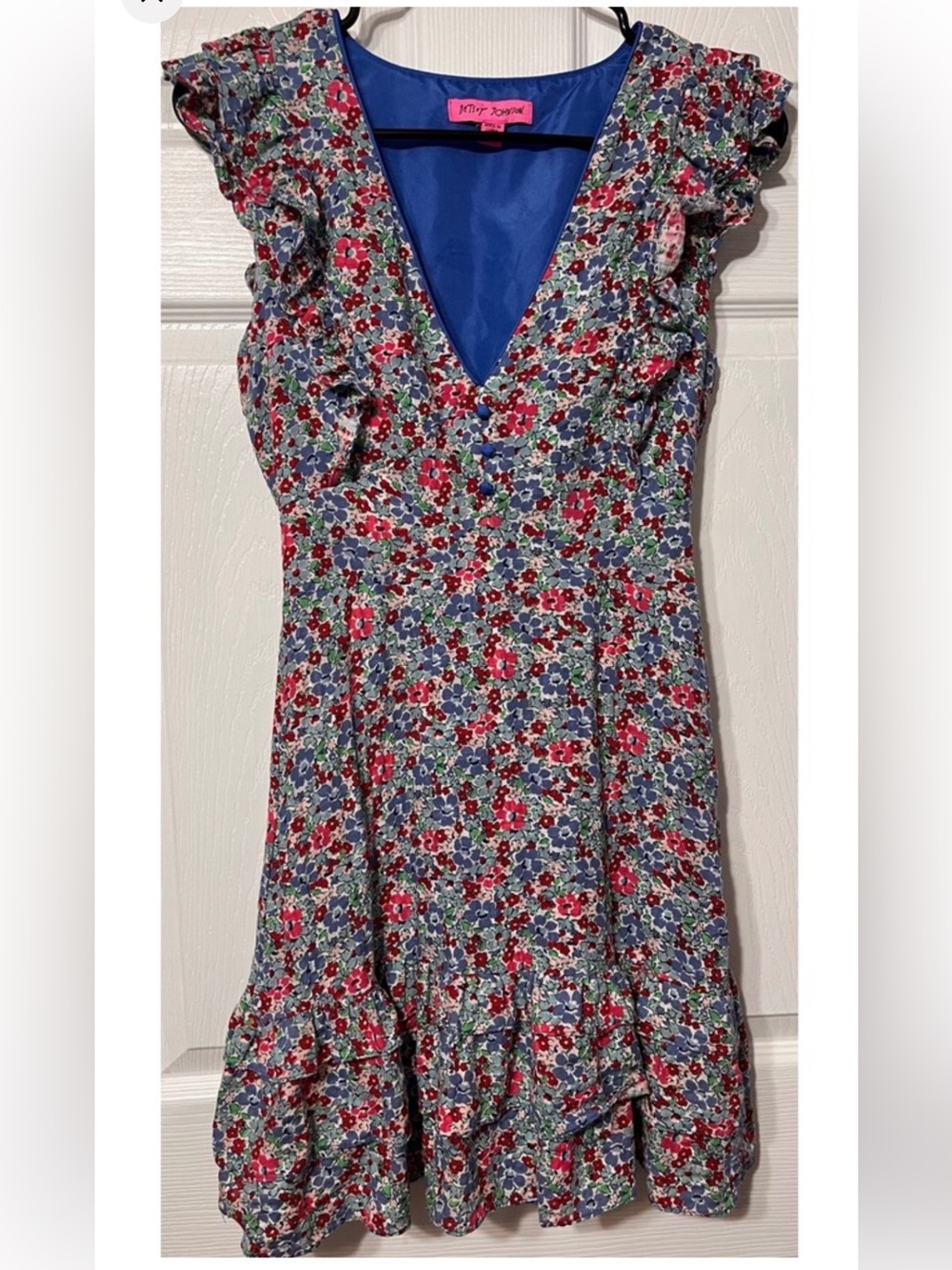 Betsey Johnson Ditsy Floral Spring/Summer Cottage Core Dress SZ LG NWT - Picture 5 of 15